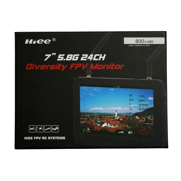 Дисплей FPV 7" HIEE RM803 с двумя приёмниками 5.8GHz 32 канала + адаптер